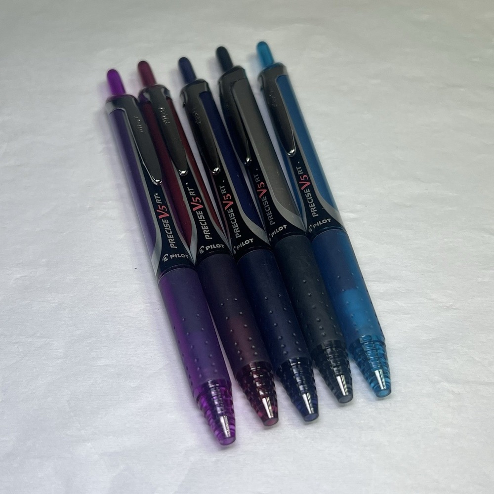 Set 5 Pilot Precise V5 Retractable Rolling Ball Pen 0.5mm‎ X-Fine Office School